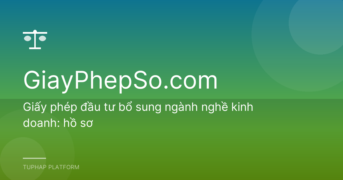 Giấy phép đầu tư bổ sung ngành nghề kinh doanh: hồ sơ