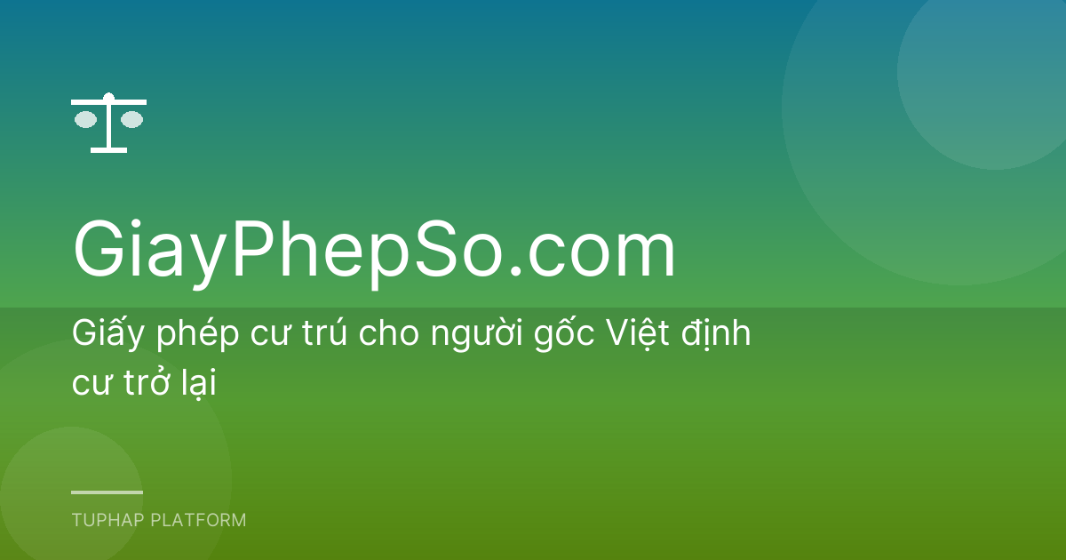 Giấy phép cư trú cho người gốc Việt định cư trở lại